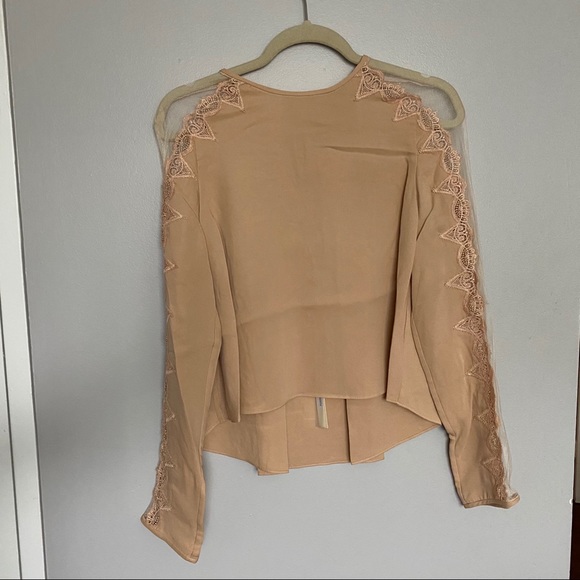 Jonathan Simkhai Mesh Draped Long Sleeve Silk Top - Picture 2 of 8